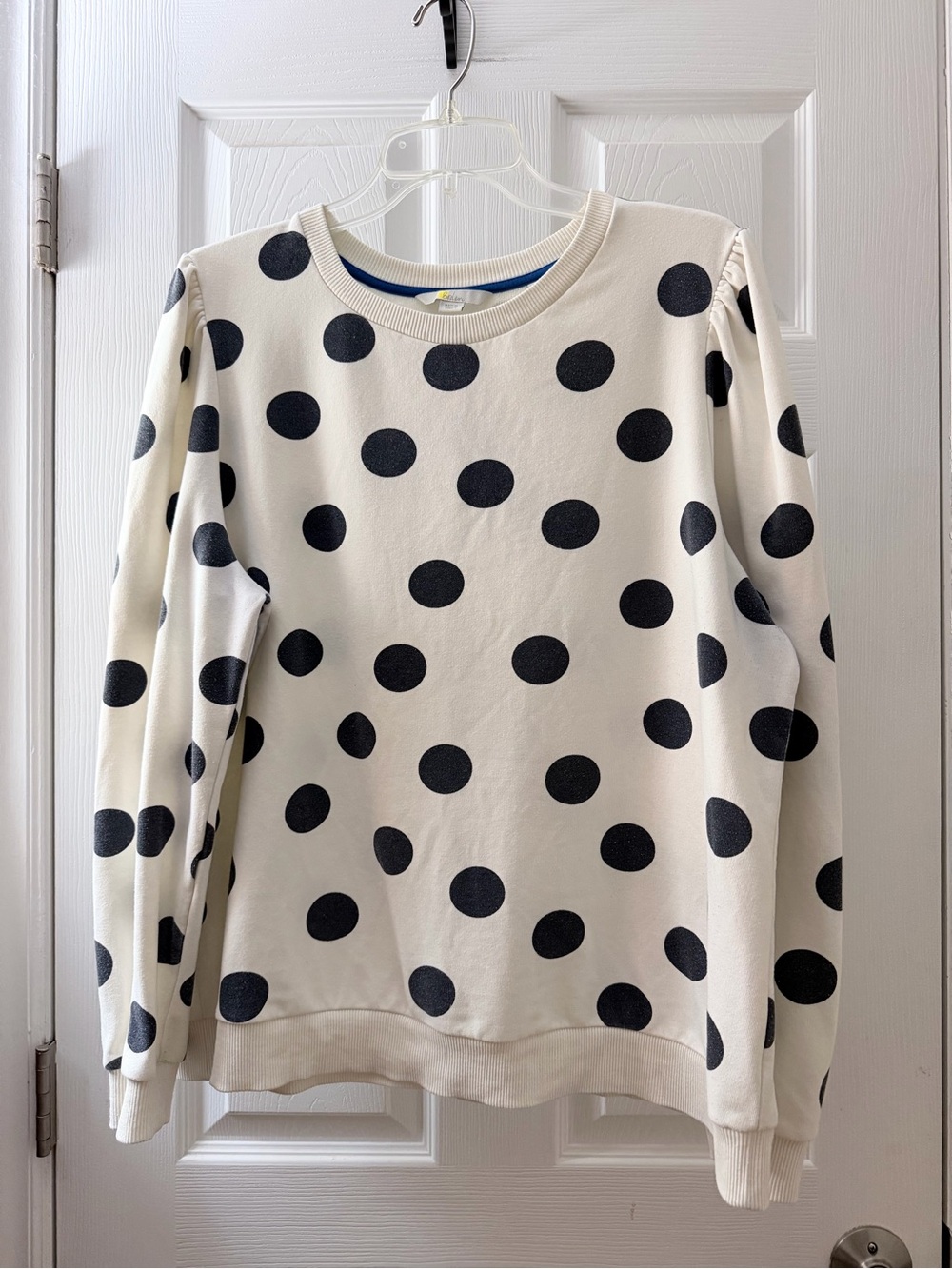 Boden polka dot puff shoulder sweatshirt sz XL